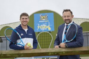 Beal Homes Chief Executive Richard Beal and Goole Tennis Centre’s Steve Turnbull outside the tennis centre