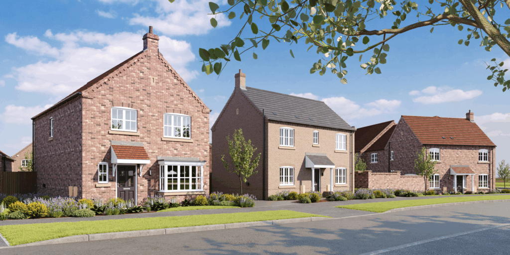 A street scene CGI of Highfields