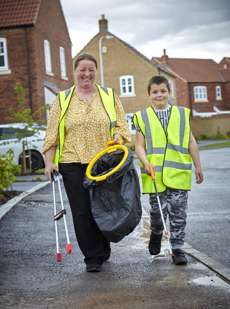 Tracy and son Thomas out on litter-picking patrol