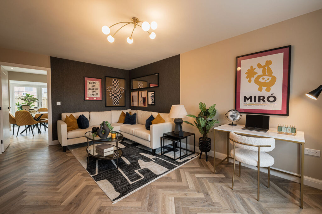 a modern living room in a new build home